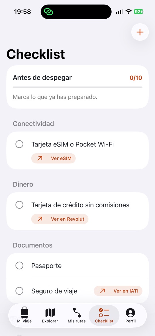 Checklist antes de despegar: eSIM, tarjeta sin comisiones, pasaporte y seguro de viaje