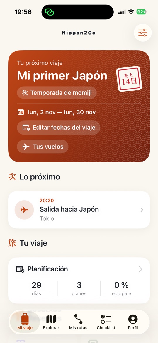 Mi viaje: el viaje con sus fechas, su temporada y sus reservas
